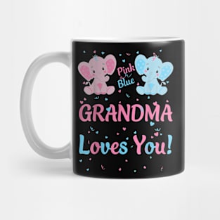 Grandma Gender Reveal Elephant Pink Or Blue Matching Family Mug
